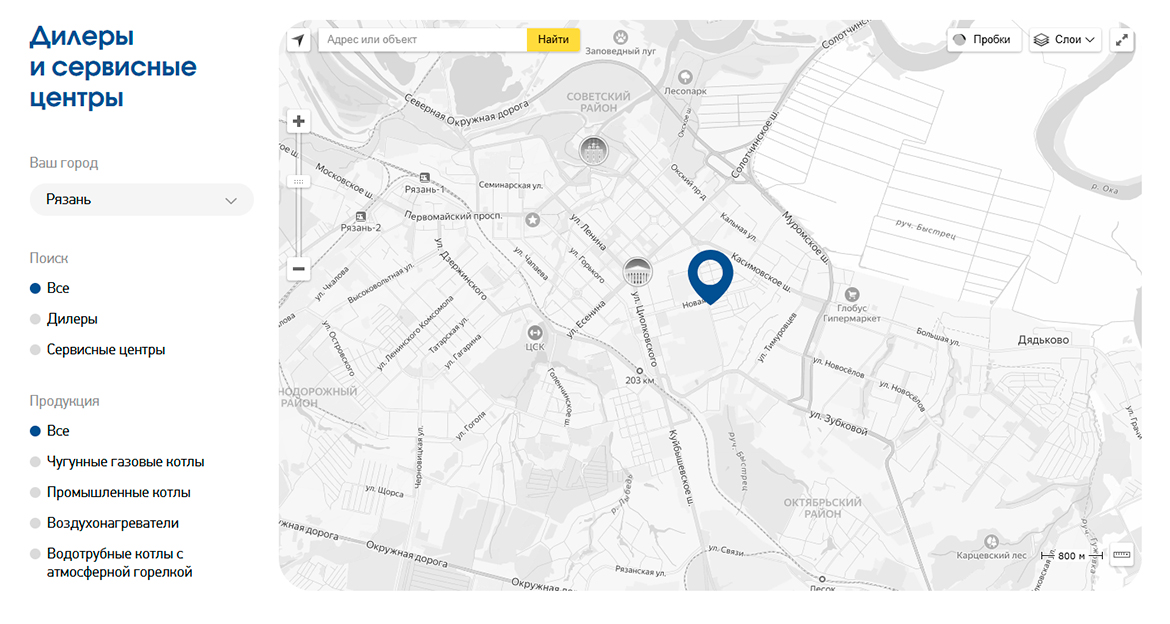 Интерактивная карта дилеров и сервисных центров
